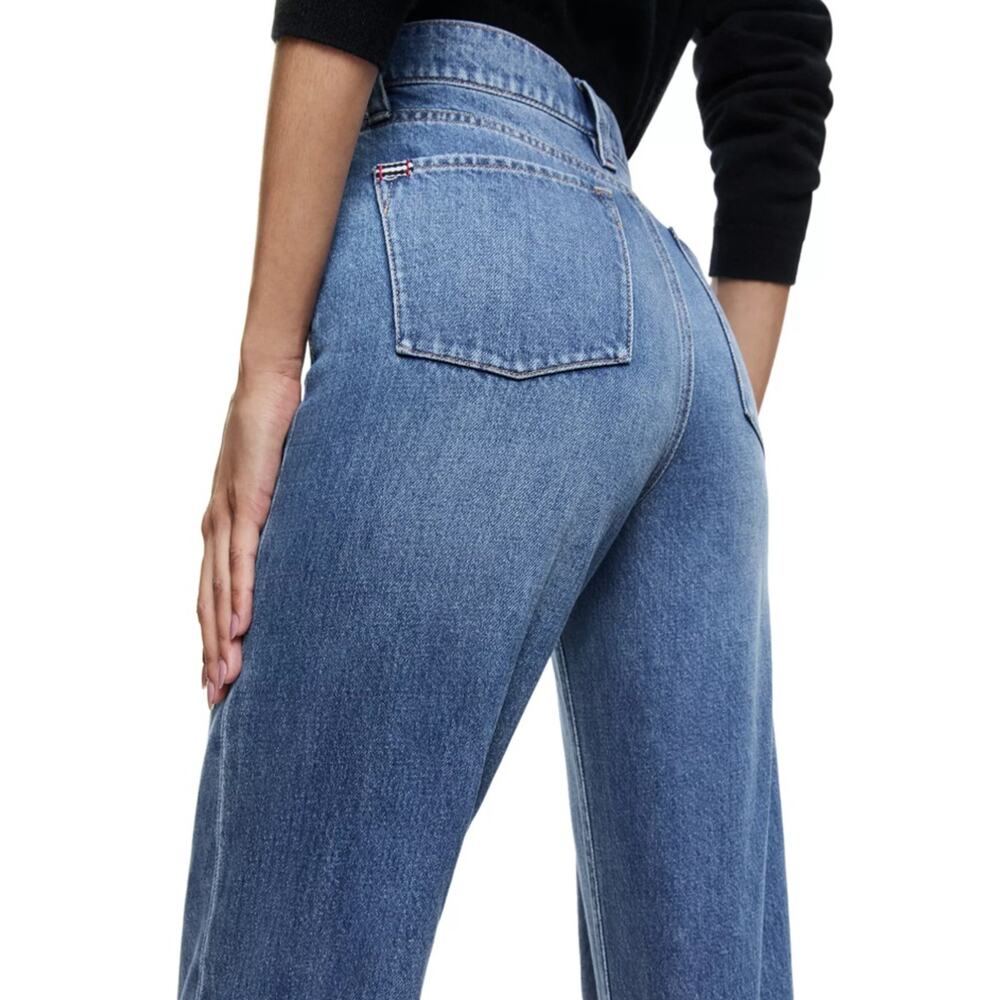 Alice and Olivia Women Avery Blue Denim Weezy High Rise Wide Leg Jeans Size 25 - Picture 5 of 14
